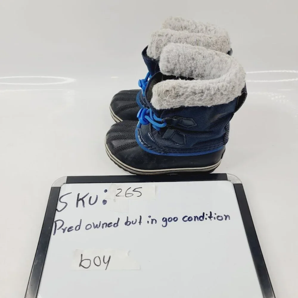 Sorel Boy's Blue Black Yoot Mac NC1962-465 Fur Ankle Winter Snow Boots Size 9‎